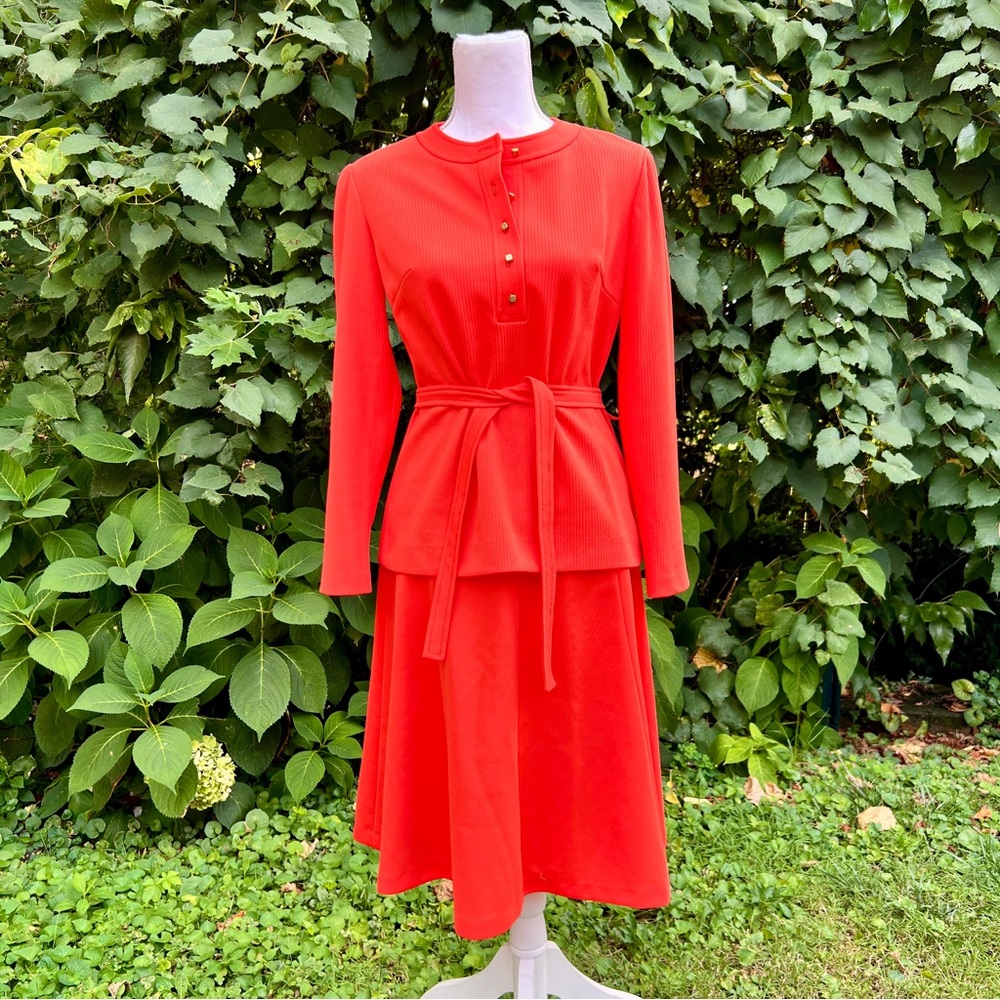 1970’s bright orange Kay Windsor skirt set